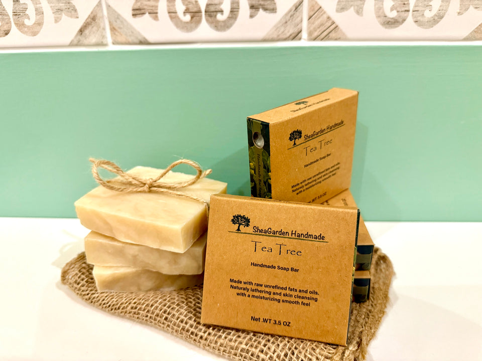 Tea Tree Soap, Eczema Dry Sensitive Skin, All Natural Soap Bar, Raw Unrefined Pure Ingredients