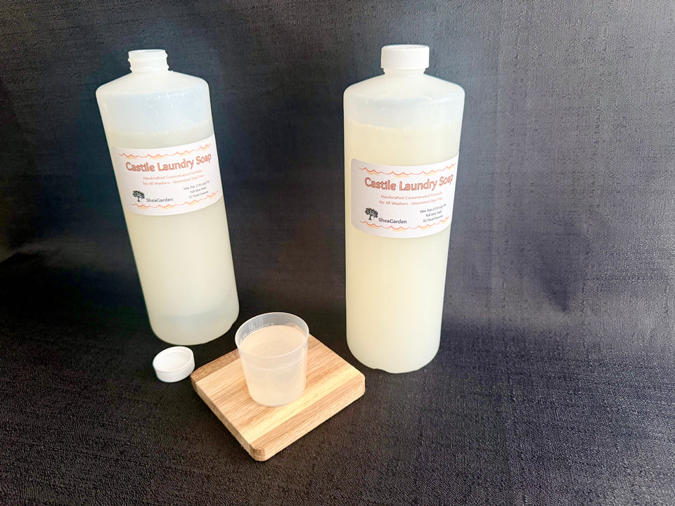 Castile Laundry Soap:  Handmade Liquid Detergent, Unscented Dye Free, Hypoallergenic, Sensitive Skin
