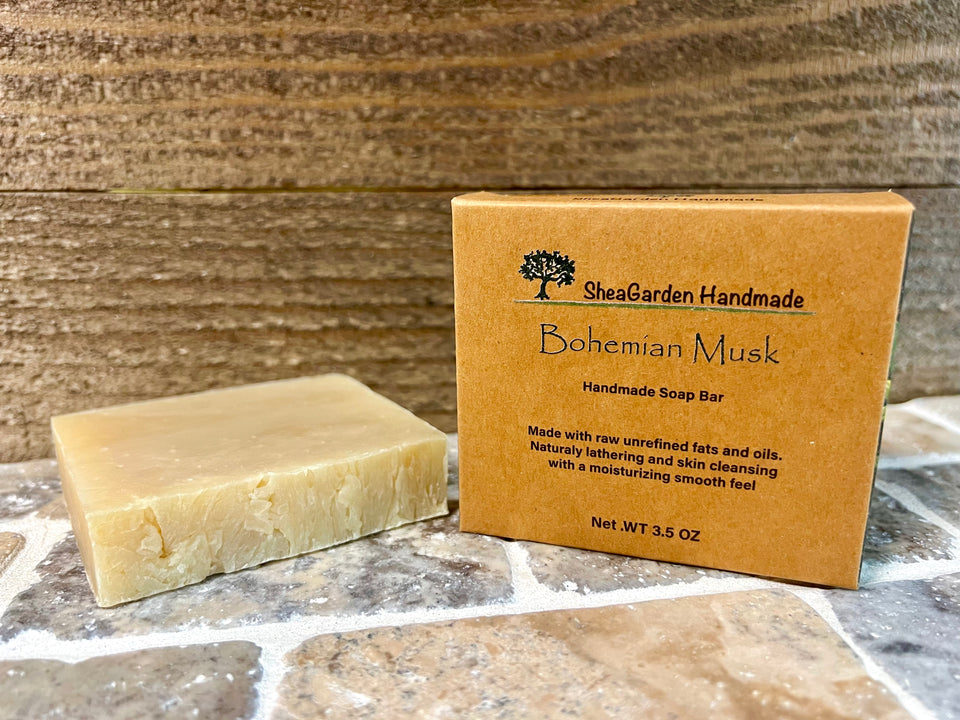 Bohémien Musk Premium Soap Bar, Individually Boxed, Earthy Natural Scent, Hippie Scented Unisex Soap