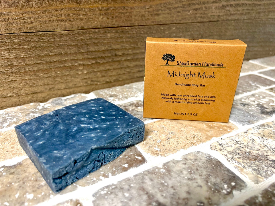 Midnight Musk Soap, Men’s Scented Soap Bar, Exfoliating BodyScrub, Handmade 3.5oz Individually Boxed