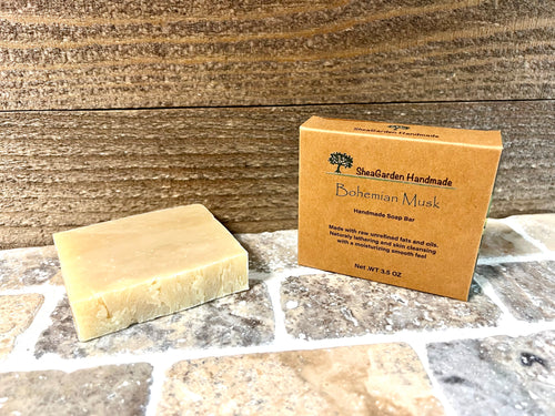 Bohémien Musk Premium Soap Bar, Individually Boxed, Earthy Natural Scent, Hippie Scented Unisex Soap