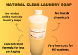 Castile Laundry Soap:  Handmade Liquid Detergent, Unscented Dye Free, Hypoallergenic, Sensitive Skin