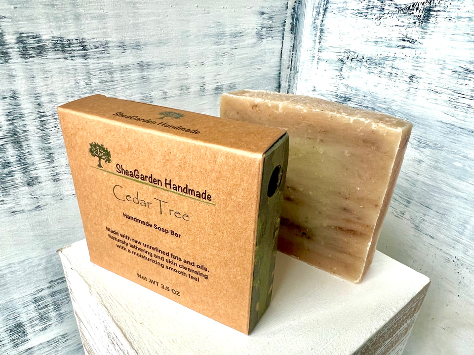 Cedar Tree Soap, All Natural Handmade Soap, Plastic Free Recyclable Packaging