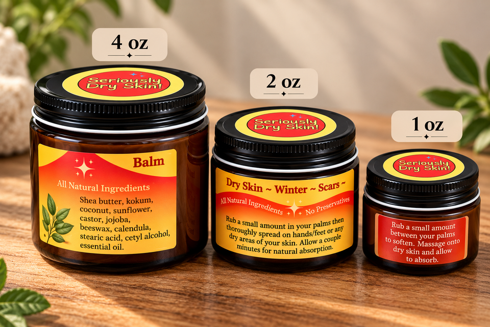 Seriously Dry Skin Salve, Eczema, Scars, Stretch Marks, Cracked, Damaged Sensitive Skin, All Natural Vegan Cream