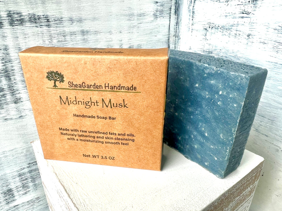 Midnight Musk Soap, Men’s Scented Soap Bar, Exfoliating BodyScrub, Handmade 3.5oz Individually Boxed