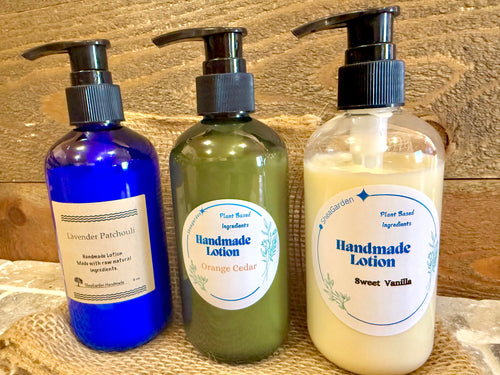 Handmade essential oil lotions, pump bottle 8oz