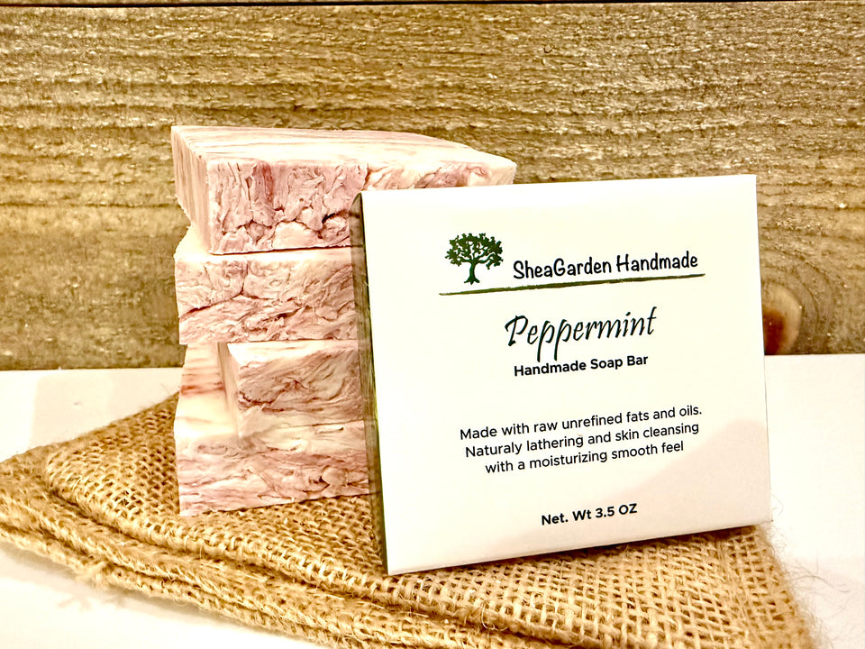Handmade Peppermint Soap: Vegan, Eco Friendly, Plastic Free, 3.5OZ Bar