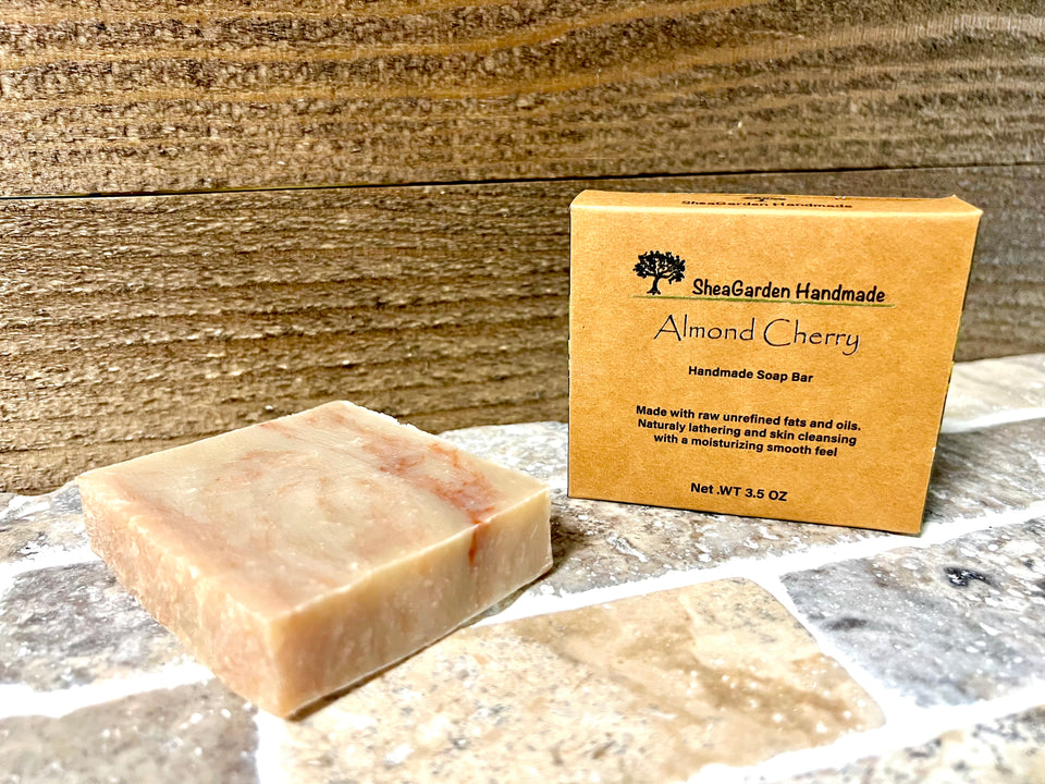 Almond Cherry Soap:  Handmade Individually Packaged Bar, 3.5 oz
