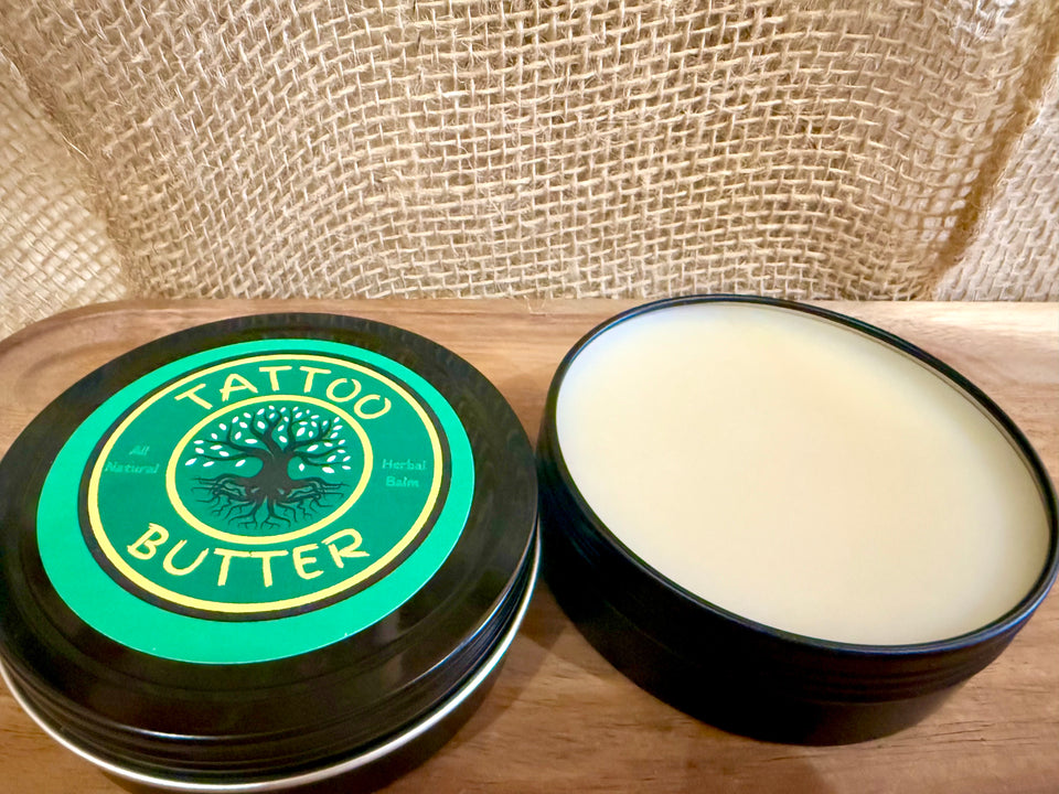 Tattoo Butter, All Natural Herbal Aftercare Soothing Healing Balm, Moisturizing Salve, Ink Protection