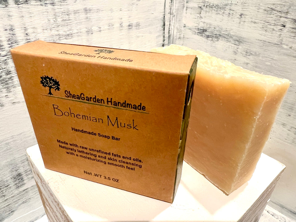 Bohémien Musk Premium Soap Bar, Individually Boxed, Earthy Natural Scent, Hippie Scented Unisex Soap