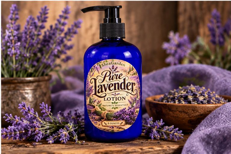 Pure Lavender Lotion – Handmade 8 oz in rustic botanical setting